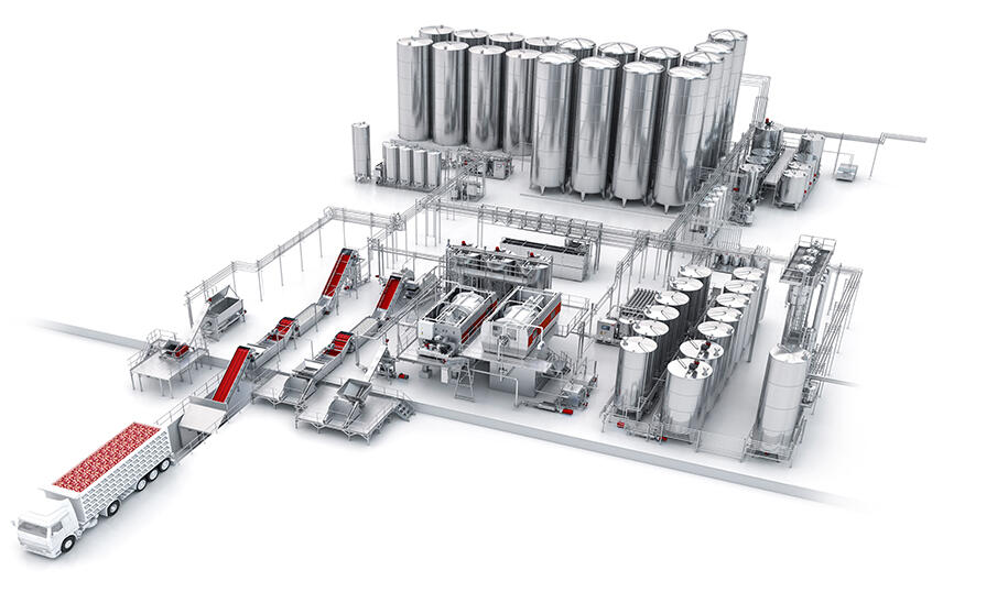 Complete line for fruit juice production